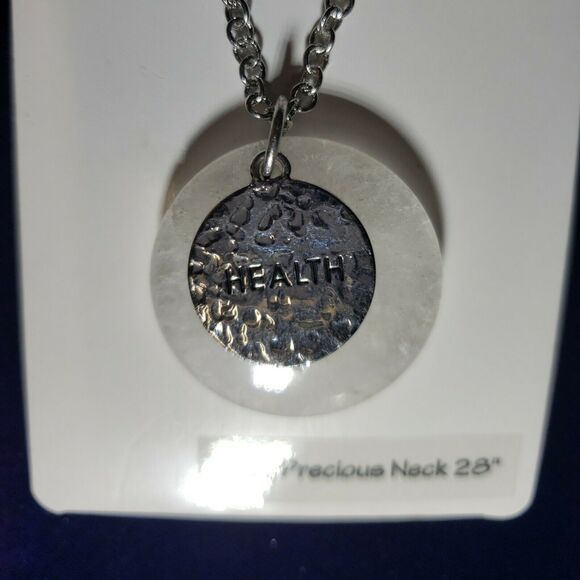 Crystal Health Semi Precious Real Quartz Stone, 28" Silver Tone Chain, NWT - Picture 5 of 10